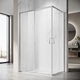 SONNI Duschkabine Eckeinstieg mit Schiebetür, 90x120 cm, 5mm ESG Sicherheitsglas,...