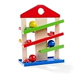 Eichhorn 100002025 Kugelbahn-Haus, 4-teilig, bunte Rollbahn aus Holz mit Glocke...
