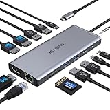 USB C Docking Station Dual Monitor,Triple Display USB C Dock, 14 in 1 Laptop...