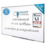 MOB Magnetisches Whiteboard 110x80cm mit Alurahmen und abnehmbare Stiftablage für Büro,...