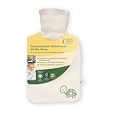 GRÜNSPECHT Naturkautschuk-Wärmflasche mit weißem Bio-Bezug aus 100% Baumwolle, GOTS,...
