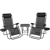 3-teiliges Sonnenliege set, klappbar Liegestuhl mit verstellbarem Kopfpolster &...