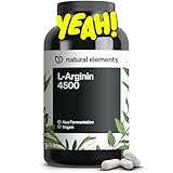 natural elements L-Arginin – 365 Kapseln – Hochdosiert: 4.500mg veganes L-Arginin HCL...