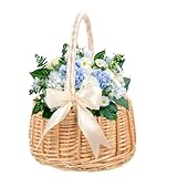 Sweieoni Rattan Blumenkorb Geflochtener Blumenkorb Hochzeit Blumenmädchen Korb mit...