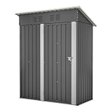 GIHAUVIA Metall Gerätehaus 153x73x182cm,wetterfestes Gartenschuppen aus verzinktem Stahl,...