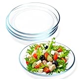 NUTRIUPS 4er Set 22,9cm Glasteller, Gehärtetes Glas, Glasgeschirr für Pasta, Salat -...