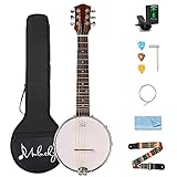 Mulucky Banjo-Gitarre mit 6 Saiten – geschlossene massive Rückseite,...