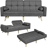 Yaheetech Klappsofa mit Schlaffunktion Schlafsofa Couch mit Verstellbarer Rückenlehne,...