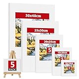 Leinwand zum Bemalen 5er Set Aus 100% Baumwolle, Leinwände, Keilrahmen...