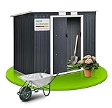 Juskys Metall Gerätehaus M 4m³ mit Pultdach, Schiebetür & Fundament - 213 x 130 x 173...