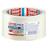 tesapack Solid & Strong - leise abrollbares Paketband/Packband zum sicheren...