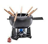 Spring Gusseisen Fondue Set schwarz | Ø 20 cm | mit 8 Fonduegabeln und...