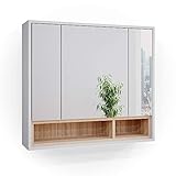 Vicco Spiegelschrank Badschrank Badspiegel 80cm Badmöbel Beatrice 3-türig Ablage...