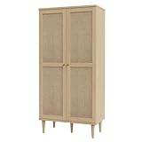 FORTE Calasetta Schrank 80 cm Boho Stil Wiener Geflecht Kleiderschrank mit Einlegeböden...