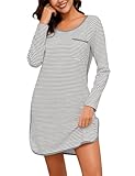 Namatime Nachthemd Damen Langarm Schlafshirt Baumwolle Nachtwäsche Lang Weiche...