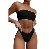 TOEECY Bikini Set Damen Trägerlos Badeanzüge Bademode Zweiteiliger Badeanzug Push Up...