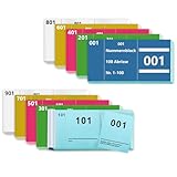 10 Büche Doppelnummern 1-1000 Nummern Zahlen 5 Farben 5X10cm Nummernblock...