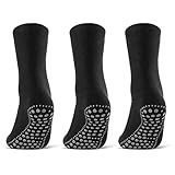 3 oder 6 Paar ABS Socken Herren Damen Anti Rutsch Socken Baumwolle 8600 WP (3 Paar Schwarz...