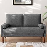 Sofa 2 Sitzer, Modernes 2er Sofa mit 2 Wurfkissen, Kleine Stoffcouch mit Armlehne, Mini...