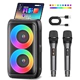 Karaoke Maschine, Karaoke Anlage Mit 2 Mikrofonen, Tragbare Karaoke Maschine Mit 2...