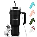 40oz Thermobecher mit Stroh und Griff, MOMSIV 1100ml Kaffeebecher,...