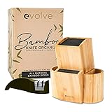 EVOLVE Bambus-Messerblock, universeller Küchenmesserhalter, sichere und platzsparende...