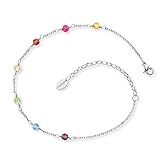Engelsrufer Fußkettchen Rainbow für Damen, Bicolor, Edelstahl, Glasperlen, verstellbare...