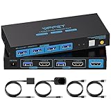 USB 3.0 HDMI KVM Switch 2 PC 1 Monitore 4K60Hz KVM-Switches für Zwei Computer...
