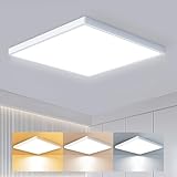 slochi 3Farben 3000/4000/6500K LED Deckenleuchte, Quadrat Deckenlampe Flach Ø22cm 18W...