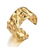 LILIE&WHITE Breiter Armreif für Damen – Goldfarbener offener Armreif mit modernem,...