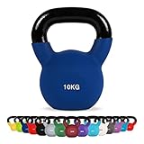 Kettlebell Neopren 2 – 30 kg inkl. Übungsposter (10 Kg - Dunkelblau) Kugelhantel