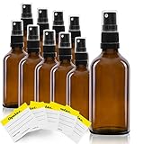 Oputec 10 x 50 ml Sprühflaschen aus Glas mit Zerstäuber + 10 Beschriftungs-Etiketten -...