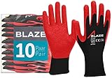 ACE Blaze Arbeits-Handschuh - 10 Paar bequeme, robuste Allround-Schutz-Handschuhe für die...