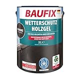 BAUFIX Wetterschutz-Holzgel schwarz, seidenglänzend, 5 Liter, Holzlasur, tropfgehemmte...