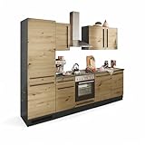 Jazz 8 Moderne Küchenzeile mit Elektrogeräten in Anthrazit, Artisan Eiche Optik -...