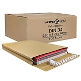 versando 100x B4 Faltentaschen 4cm Falte ohne Fenster (250x353x40 mm) Versandtaschen...