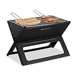 Relaxdays Klappgrill, mit Kohle- und Grillrost, klappbarer Faltgrill, Picknick und...