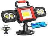 SYLSTAR LED Strahler Akku, 25W 2700LM COB Baustrahler mit Magnet und Powerbank,...