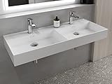 Aqua Bagno | Doppelwaschbecken weiß, Loft Air Design, Modernes Keramik Waschbecken,...