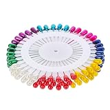 JJUNW 120 Stück Bunte Stecknadeln mit Kopf, 4 cm Nähnadeln Mehrfarbig Stecknadeln Nadeln...
