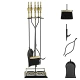 MREGLHUI Kaminbesteck, 5-Teiliges Set,Schürhaken,Ascheschaufel,Besen,Zange &...