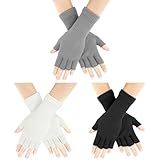 AURUZA 3 Paare Fingerlose Handschuhe Damen, Halbfinger Handschuhe Herren Damen...