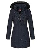 Geographical Norway Damen Winter Mantel mit Kunstfellkragen Jacke Parka...