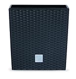 Prosperplast quadratisch Blumentopf in Rattan-Optik Rato Serie anthrazit Volumen...