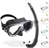 Cressi Onda Mare - Schnorchelset Onda Maske und Schnorchel Mexico, Schwarz/Schwarz,...