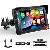 LAMTTO Motorrad GPS Carplay Bildschirm mit Motorrad Design Halterung,Kabelloses CarPlay &...
