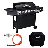 TAINO BASIC BBQ Gasgrill Grillwagen Edelstahl-Brenner + Seitenkocher Grill...