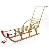 HolzFee Kinderschlitten Schlitten Holz mit Schieber Lehne Davos S 110 SL