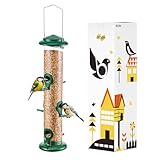 iBorn Vogelfutterspender - 35，6cm Metall Futterspender mit 6 Anflugplätzen -...