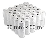 50 x Bonrollen 80 mm x 50 m Premiumpapier, BPA frei für Thermodrucker...